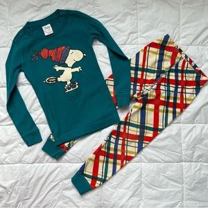 Hanna Andersson Teal and Plaid Kids Pajama Set